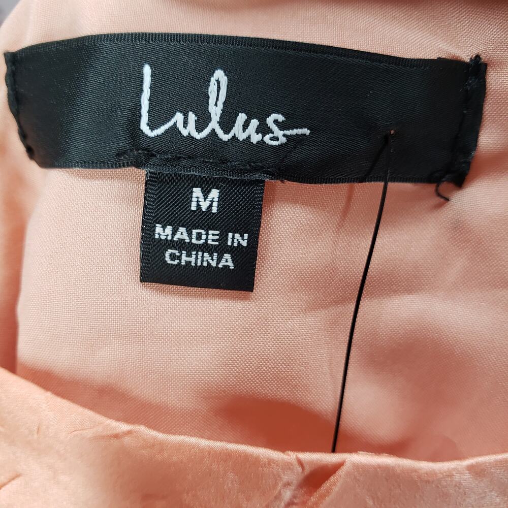 Lulus New Women's Peach Orange Crinkle Satin Mini Slip Dress Size M - Picture 7 of 12